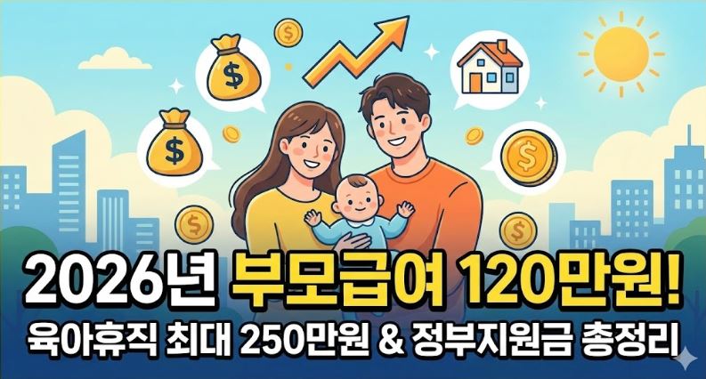 2026년 부모급여 120만원 인상과 육아휴직 최대 250만원 정부지원금 혜택 총정리 썸네일